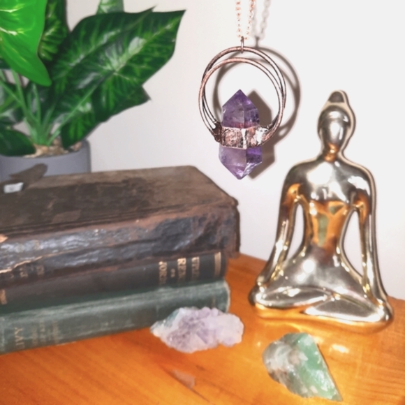 Amethyst Necklace Crystal Jewelry Large Amethyst necklace - Picture 5 of 5